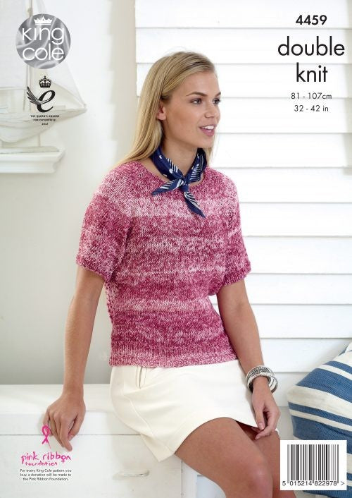 Knitting Pattern 4459 - Ladies Sweater & Snood in Vogue DK