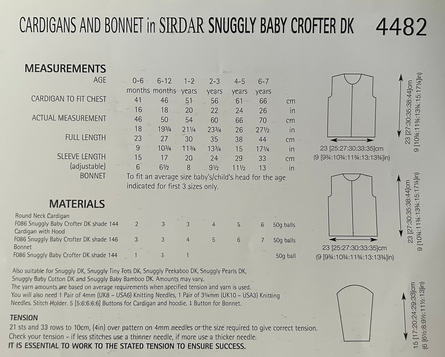 Knitting Pattern 4482 - Cardigan & Bonnet in Baby Crofter DK