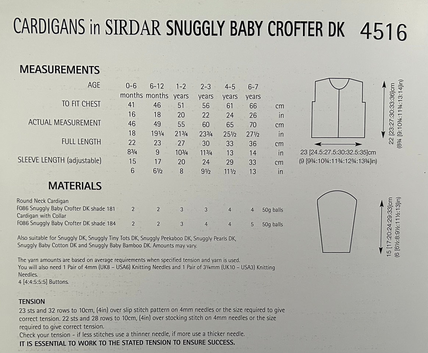 Knitting Pattern 4516 - Cardigans in Baby Crofter DK
