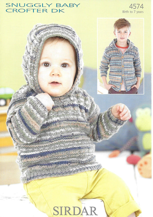 Knitting Pattern 4574 - Hooded Sweater & Jacket in baby Crofter DK