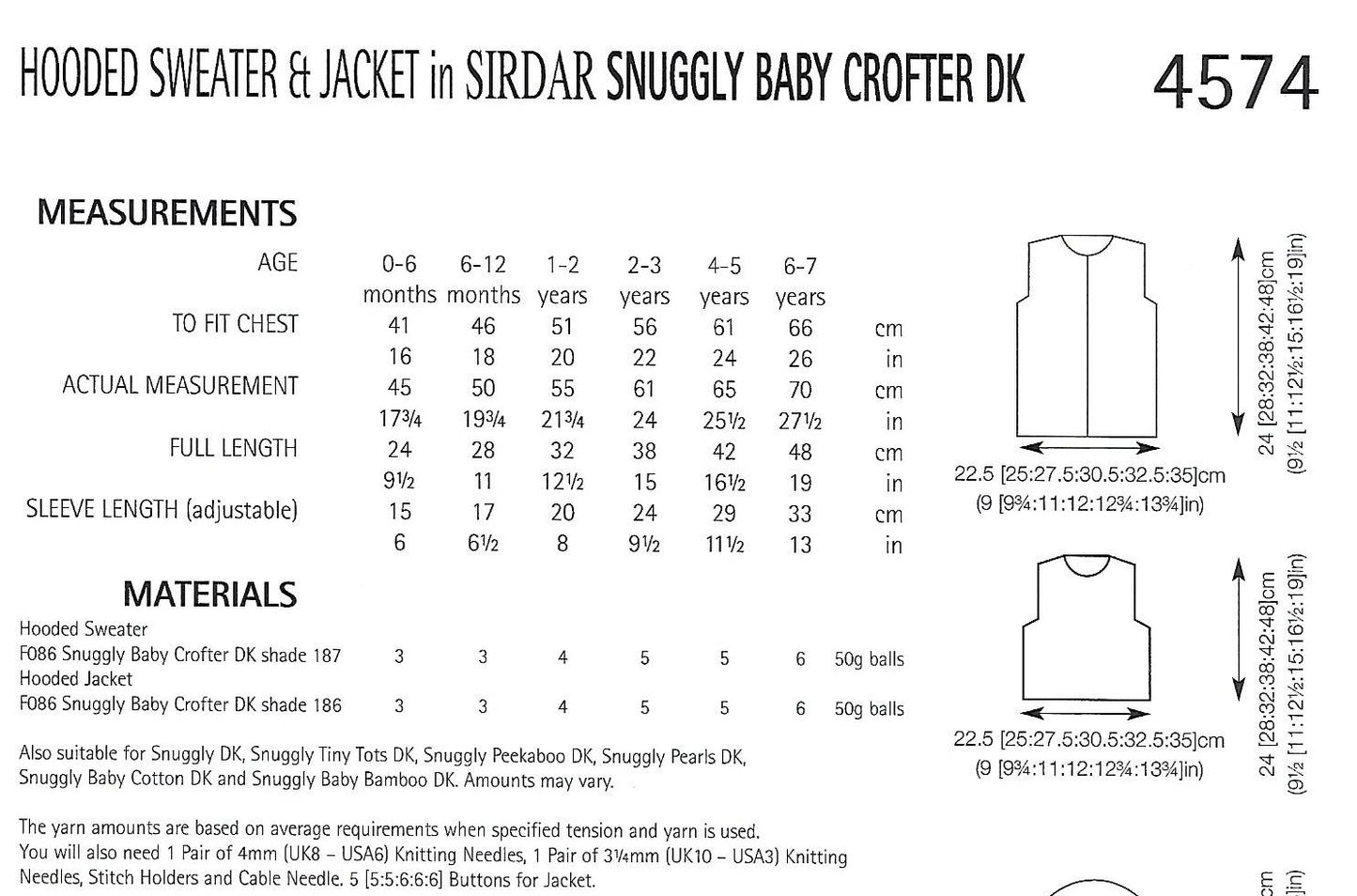 Knitting Pattern 4574 - Hooded Sweater & Jacket in baby Crofter DK