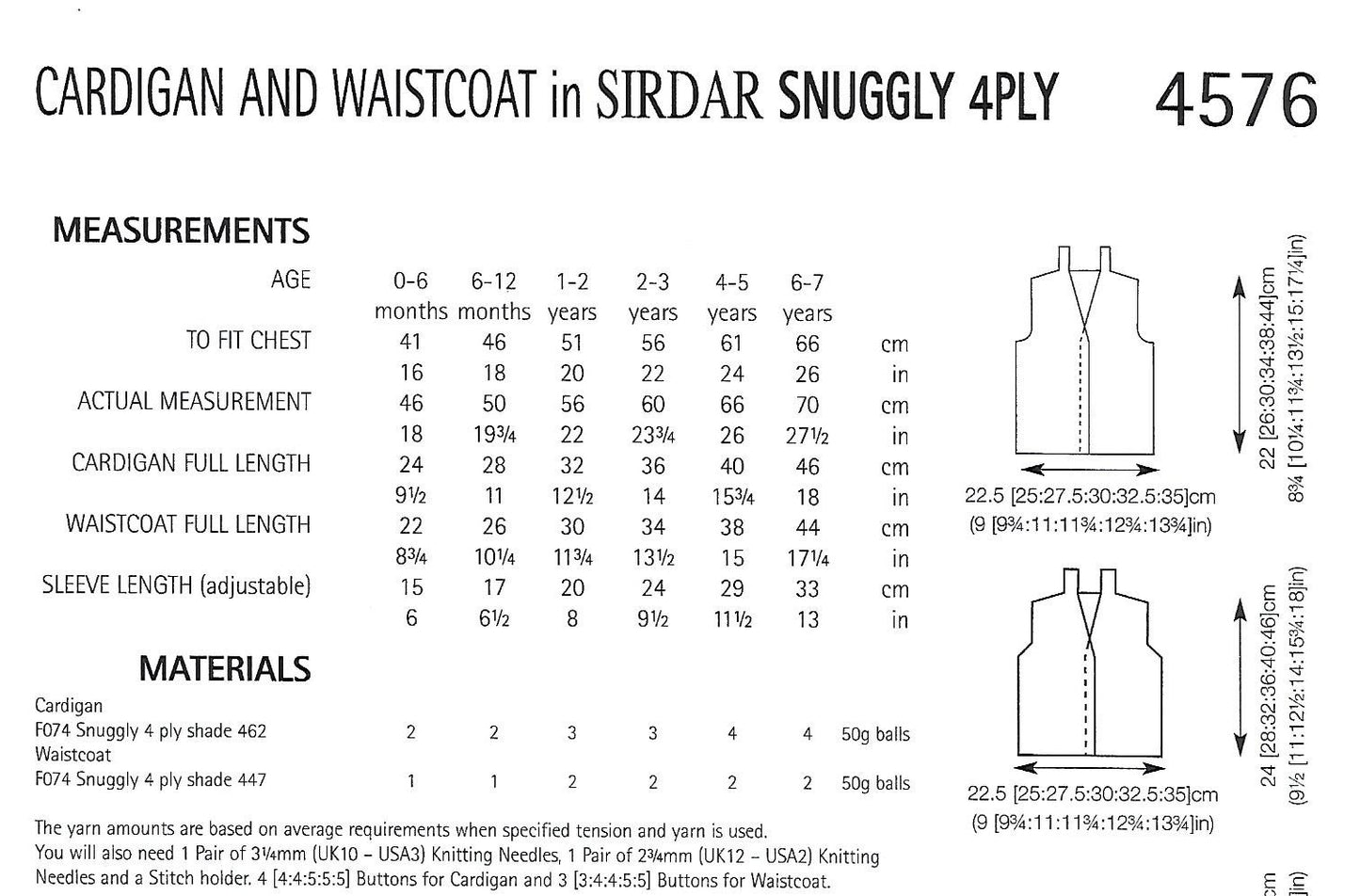 Knitting Pattern 4576 - Cardigan & Waistcoat in Snuggly 4 Ply