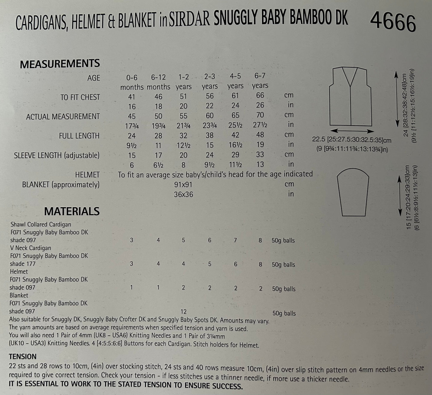 Knitting Pattern 4666 - Cardigans, Helmet & Blanket in Snuggly Baby Bamboo DK