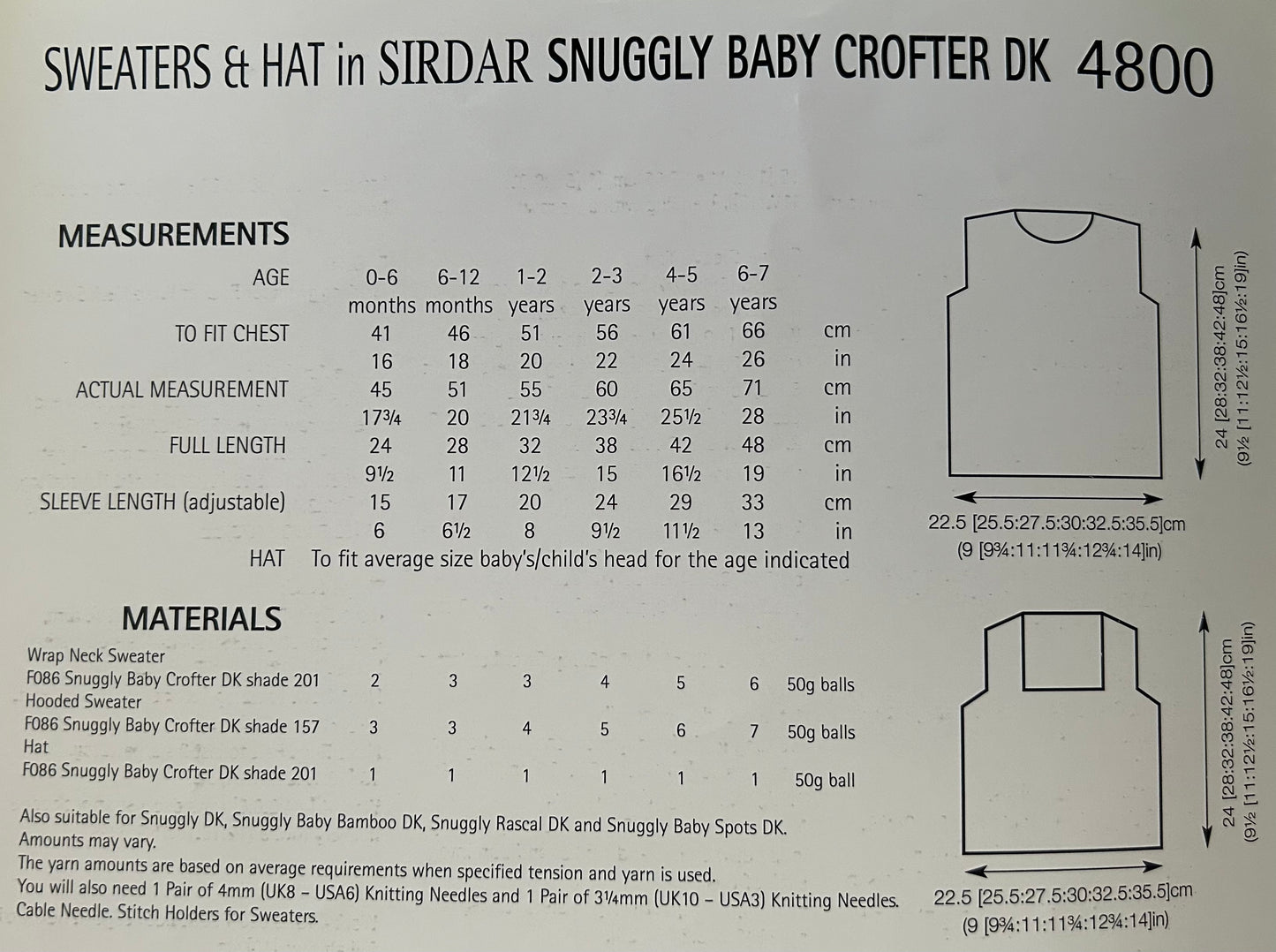 Knitting Pattern 4800 - Sweaters & Hat in Baby Crofter DK