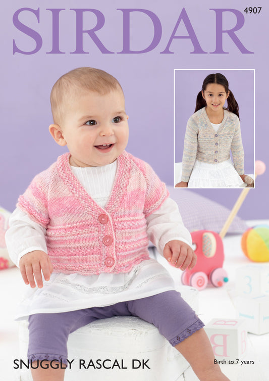 Knitting Pattern 4907 - Cardigans in Snuggly Rascal DK