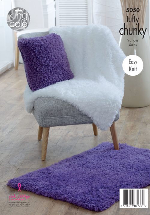 Knitting Pattern 5050 - Blankets, Cushions & Rugs Knitted in Tufty