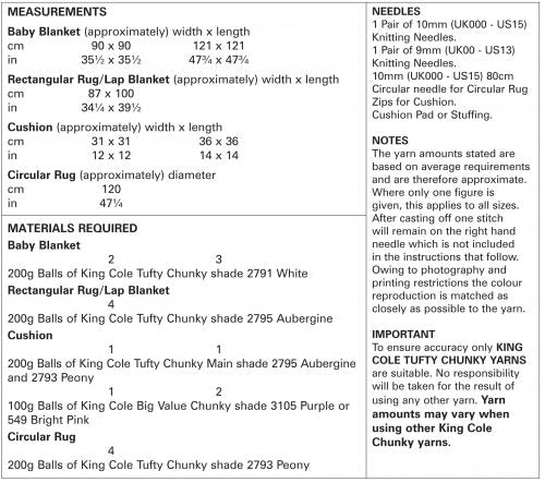 Knitting Pattern 5050 - Blankets, Cushions & Rugs Knitted in Tufty