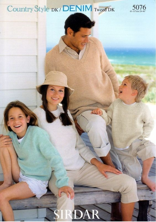 Knitting Pattern 5076 - Sweaters in Country Style DK & Denim Tweed DK