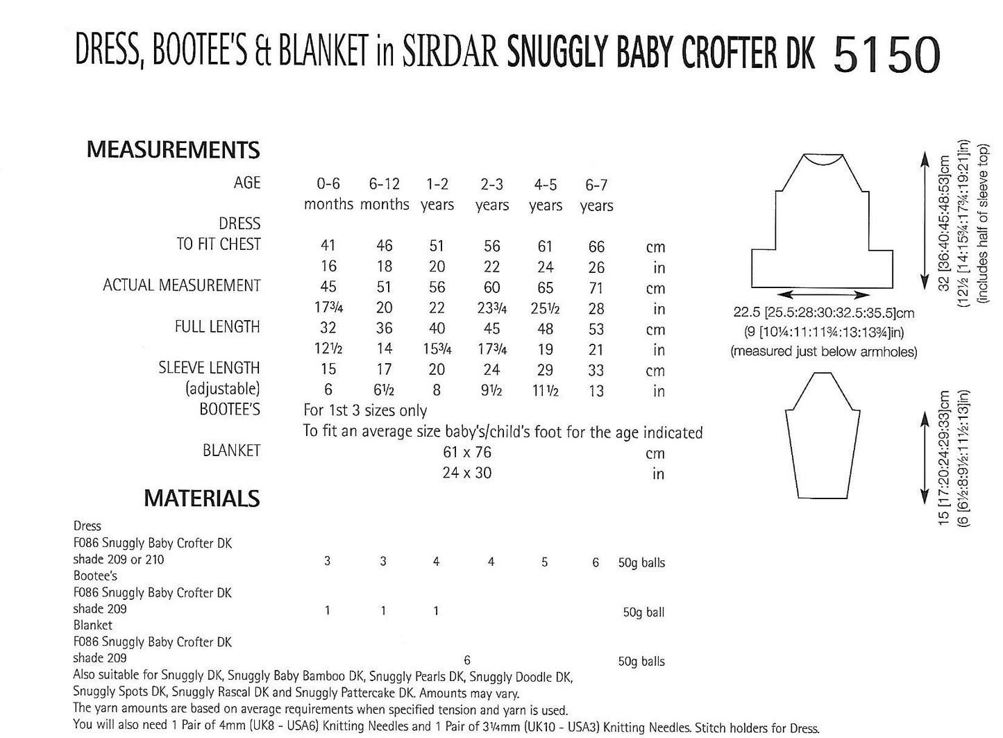 Knitting Pattern 5150 - Dress, Bootees, & Blanket in Snuggly Baby Crofter DK
