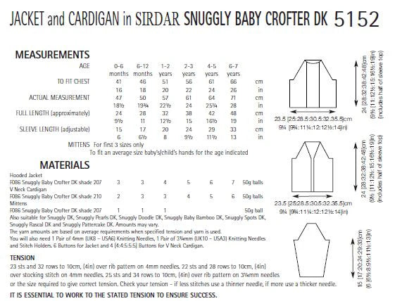 Knitting Pattern 5152 - Jacket & Cardigan & Mittens in Baby Crofter DK