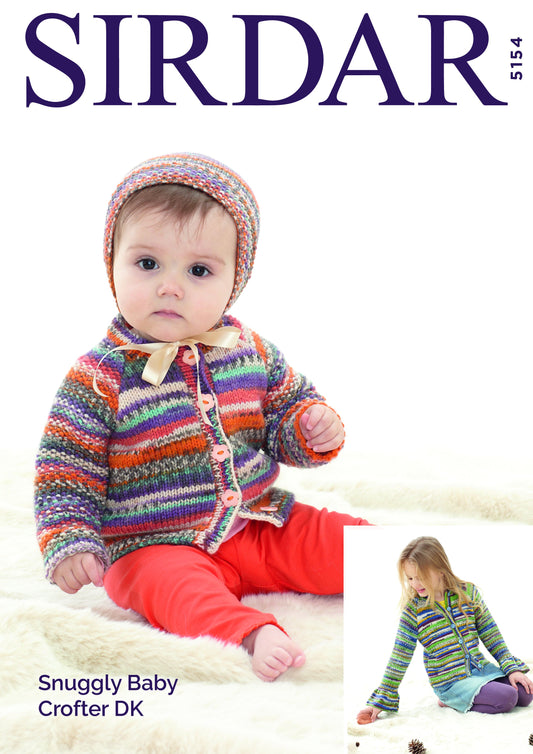 Knitting Pattern 5154 - Cardigans and Bonnet in Snuggly Baby Crofter DK