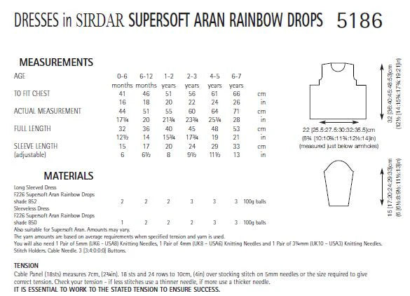 Knitting Pattern 5186 - Dresses in Supersoft Aran