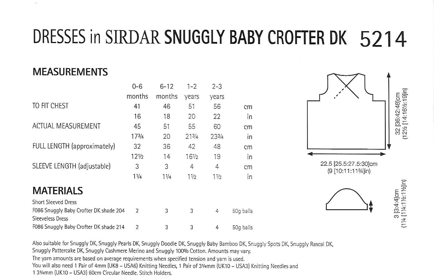Knitting Pattern 5214 - Dresses in Snuggly Baby Crofter DK