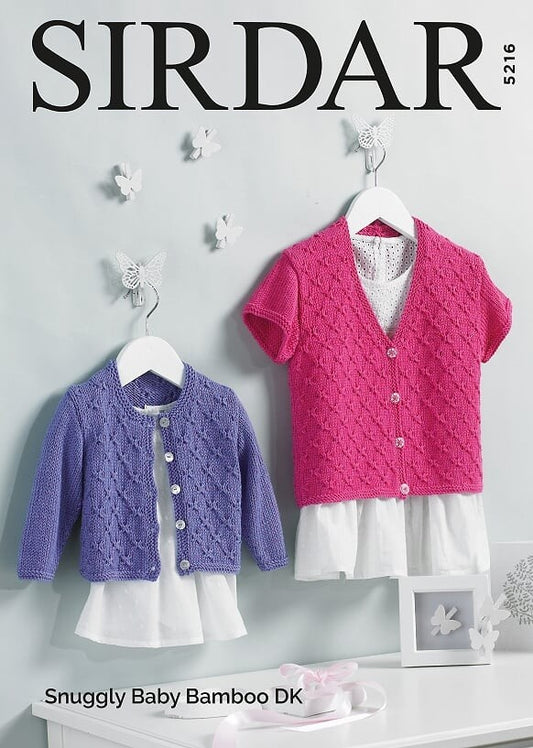 Knitting Pattern 5216 - Girls Cardigans in Snuggly Baby Bamboo DK