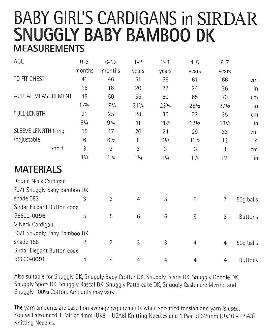 Knitting Pattern 5216 - Girls Cardigans in Snuggly Baby Bamboo DK