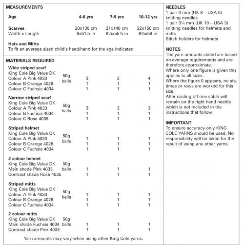 Knitting Pattern 5263 - Scarves, Helmets & Mitts Knitted in Big Value DK 50g