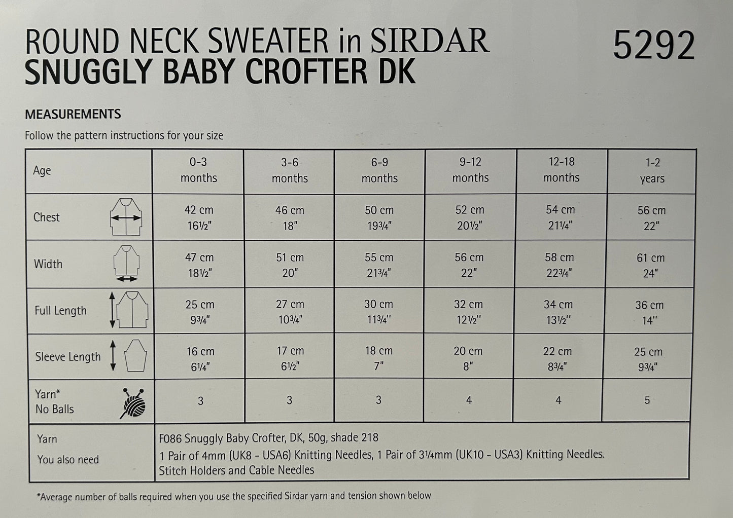 Knitting Pattern 5292 - BABY ROUND NECK SWEATER IN SNUGGLY BABY CROFTER DK