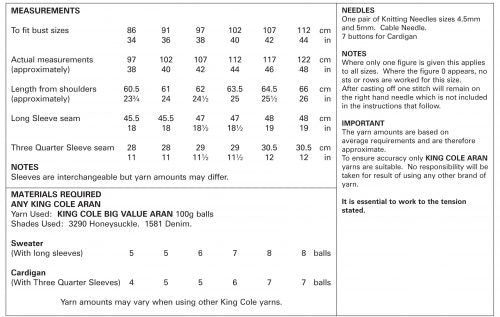 Knitting Pattern 5300 - Sweater & Cardigan Knitted in Big Value Aran