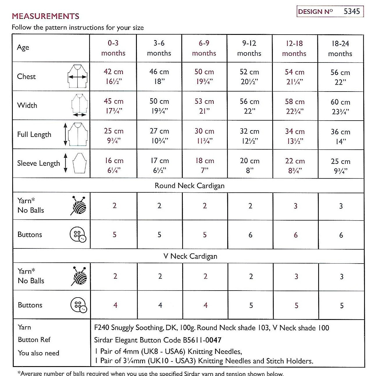 Knitting Pattern 5345 - Babies Cardigans in Snuggly Soothing DK