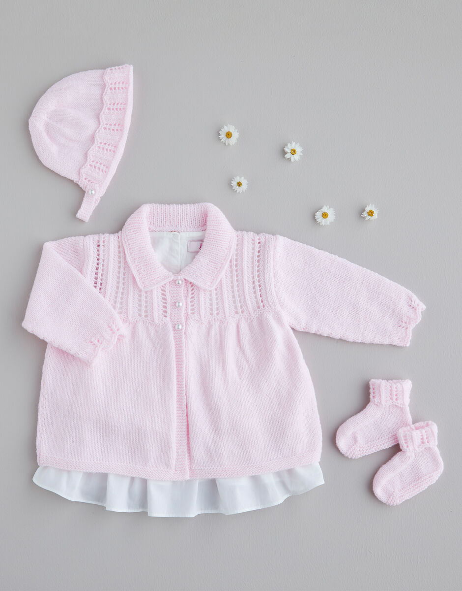 Knitting Pattern 5471 - MATINEE JACKET, BONNET, BOOTIES IN SNUGGLY 4PLY