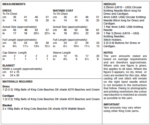 Knitting Pattern 5511 - Dress, Matinee Coat & Blanket: Knitted in Beaches DK