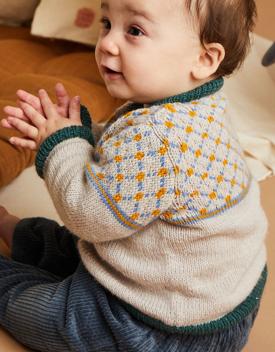 Knitting Pattern 5515 - PLAID & PLAIN CARDIGAN IN SNUGGLY 4 PLY