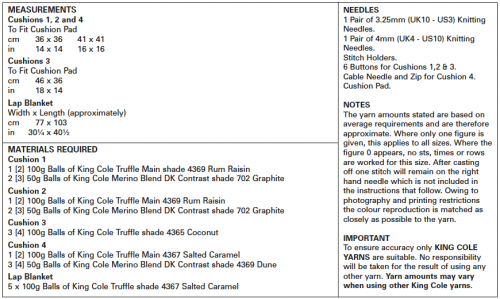 Knitting Pattern 5518 - Cushions & Lap Blanket Knitted in Truffle & Merino Blend DK