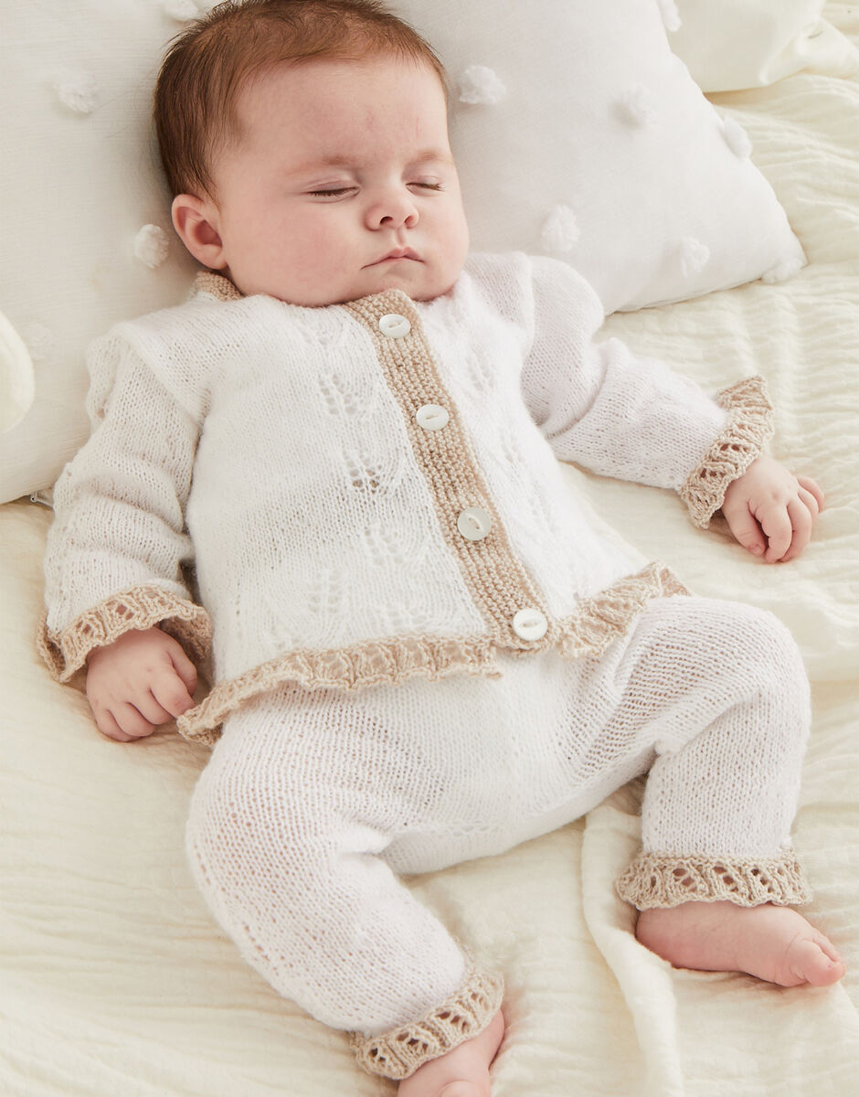 Knitting Pattern 5523 - LITTLE LACY TROUSER SUIT IN SNUGGLY 2 PLY
