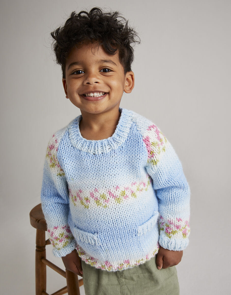 Knitting Pattern 5567 - SEED POCKET SWEATER IN HAYFIELD BABY BLOSSOM CHUNKY