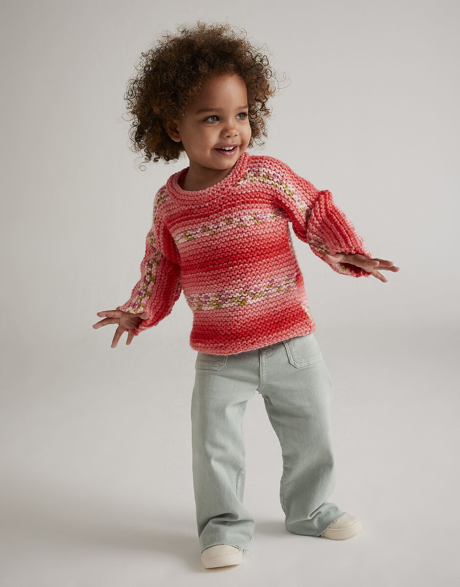 Knitting Pattern 5573 - FLOWER SHOW SWEATER IN HAYFIELD BABY BLOSSOM CHUNKY
