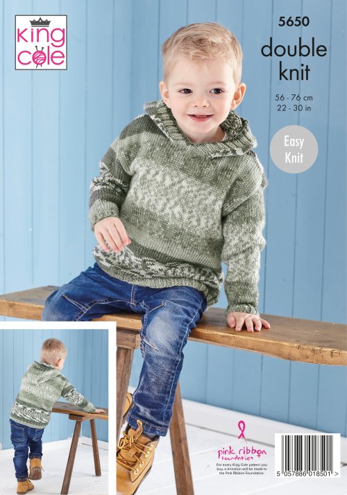 Knitting Pattern 5650 - Sweater & Hoodie Knitted in Fjord DK