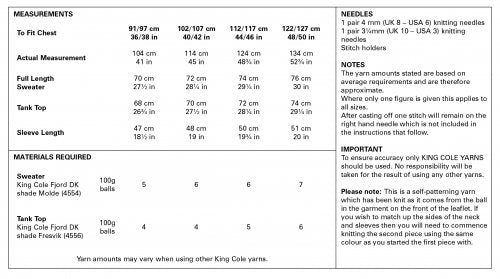 Knitting Pattern 5651 - Sweater & Tank Top Knitted in Fjord DK