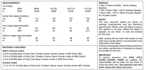 Knitting Pattern 5665 - Jackets Knitted in Timeless Classic Super Chunky