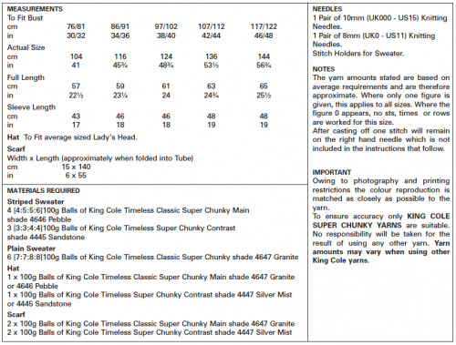 Knitting Pattern 5669 - Sweater, Hat & Scarf Knitted in Timeless Classic Super Chunky