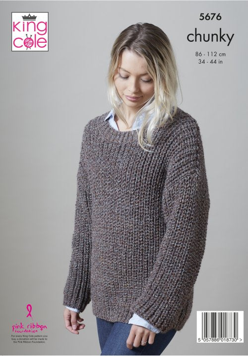 BEST SELLER - Knitting Pattern 5676 - Cardigan & Sweater Knitted in Big Value Poplar Chunky