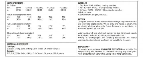 Knitting Pattern 5711 - Cardigan & Sweater Knitted in Big Value Tweed DK