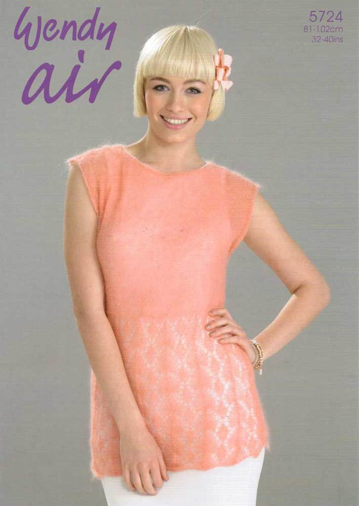 Knitting Pattern 5724 - lacy Tee in Wendy Air Lace Weight