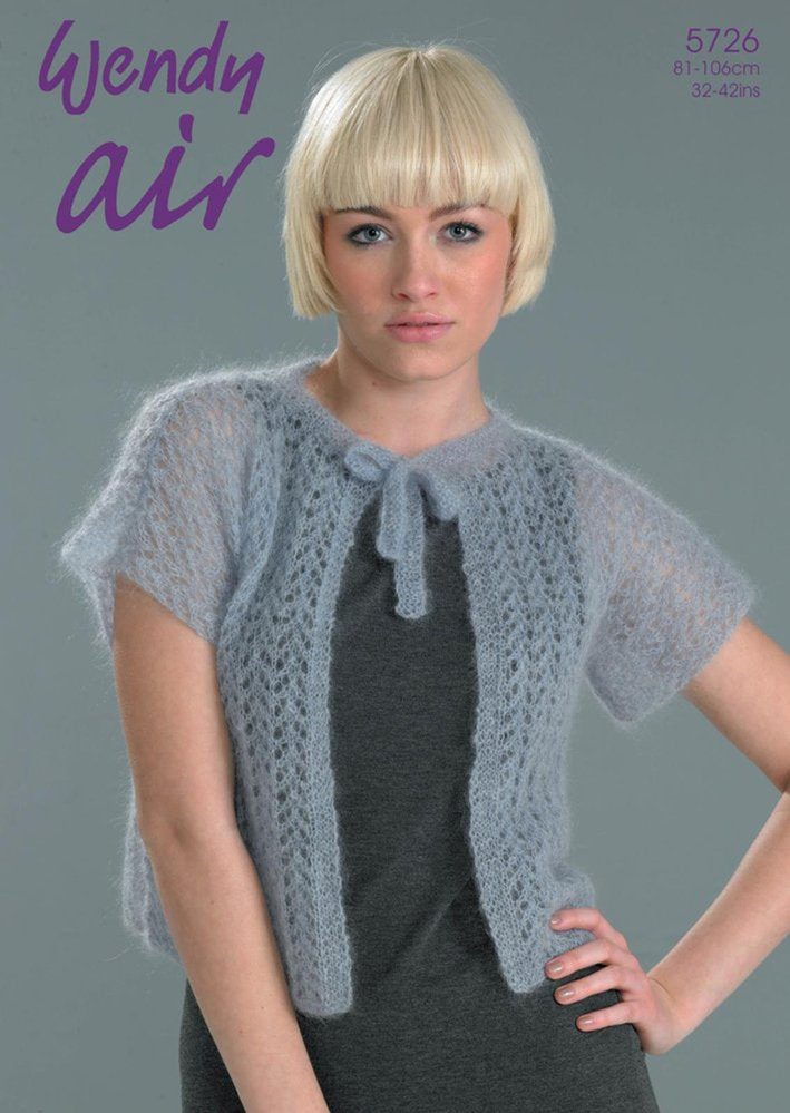Knitting Pattern 5726 - Tie Jacket in Wendy Air Lace Weight
