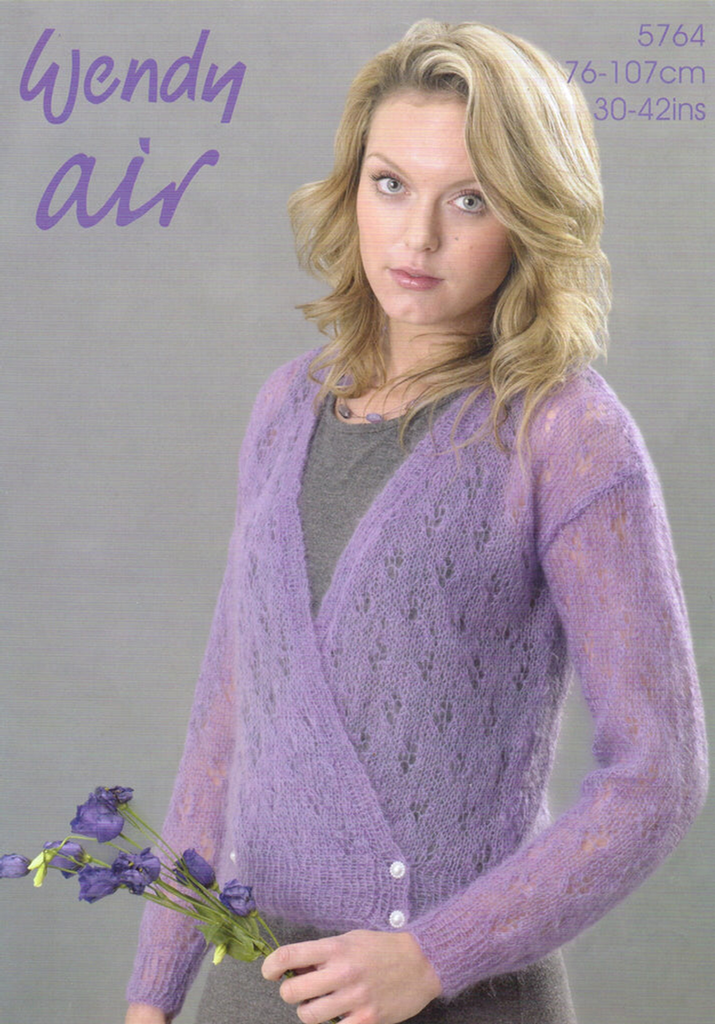 Knitting Pattern 5764 - Crossover Cardigan in Wendy Air Lace Weight