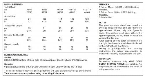 Knitting Pattern 5779 - Jacket & Sweater Knitted in Christmas Super Chunky