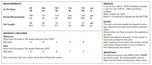 Knitting Pattern 5800 - Waistcoat & Tank Knitted in Homespun DK