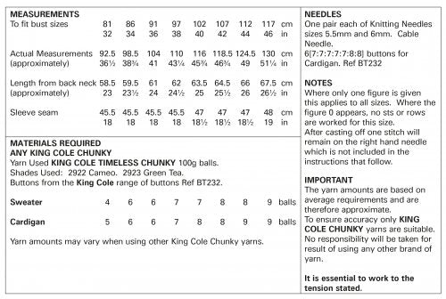 Knitting Pattern 5827 - Sweater & Cardigan Knitted in Timeless Chunky
