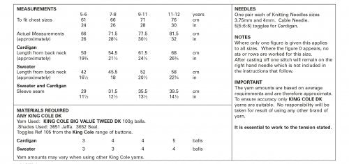 Knitting Pattern 5850 - Cardigan & Sweater Knitted in Big Value Tweed DK
