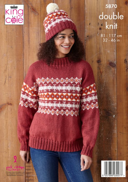 Knitting Pattern 5870 - Sweaters, Hat & Cowl Knitted in Merino Blend DK