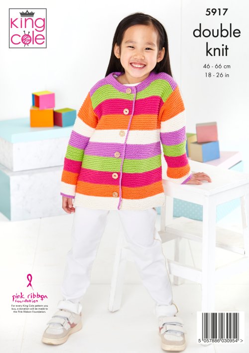 Knitting Pattern 5917 - Sweater, Hat & Cardigan Knitted in Cottonsoft DK