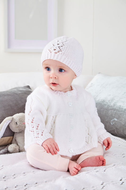 Knitting Pattern 5927 - Matinee Coat, Hat & Blanket Knitted in Cherished DK