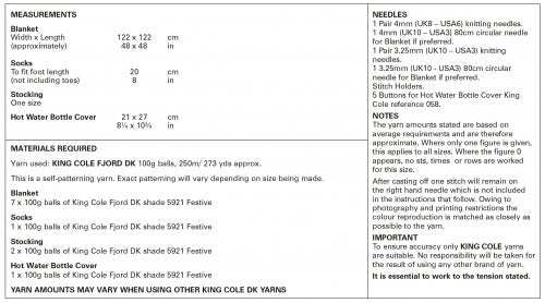 Knitting Pattern 5942 - Blanket, Socks, Stocking & Hot Water Bottle Cover Knitted in Fjord DK