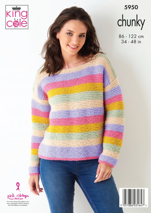Knitting Pattern 5950 - Sweaters Knitted in Big Value Chunky