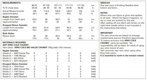 Knitting Pattern 5950 - Sweaters Knitted in Big Value Chunky