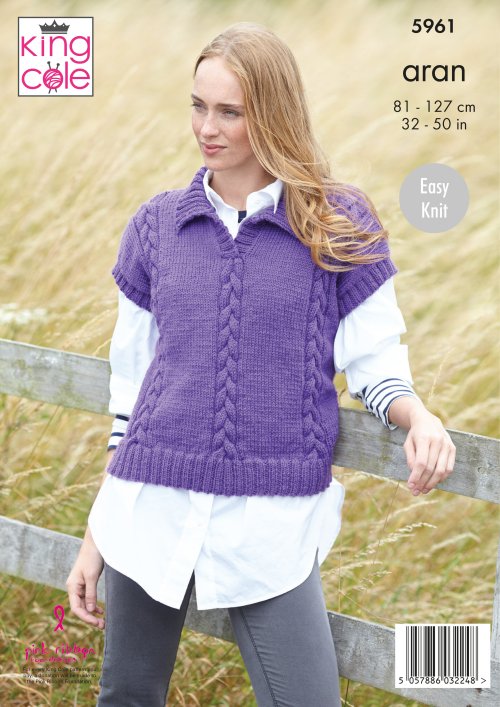 Knitting Pattern 5961 - Sweater & Tank Knitted in Wool Aran